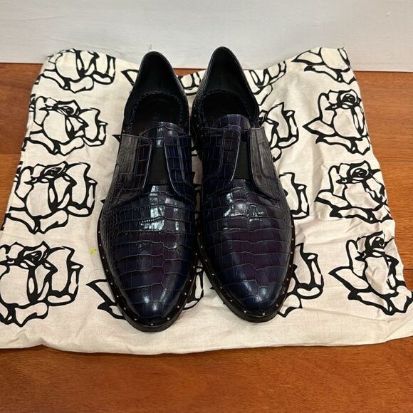 Freda Salvador Croc-Embossed studs Laceless Wear D'Orsay Oxford Flats size 7 - Picture 1 of 14